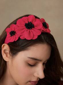 MOTF PREMIUM ROSE RED FLOWER HEADBAND - Hot Pink - View 3