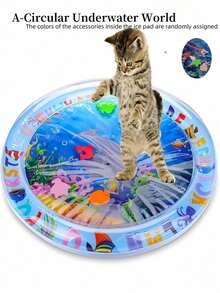 1pc Thickened Water Sensor Play Mat For Pets, Sensory Water Play Mat For Cats, Cooling Mat For Cats,Water Sensor Mat For Cats Dogs Cool Comfort InflatableTummy Time Water Mat - Multicolor - View 14