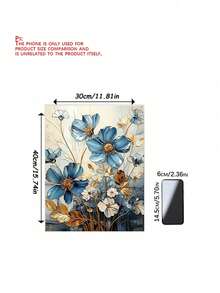 Kit di pittura a diamanti 5D fai-da-te - Lussuoso floreale blu con foglie dorate, dettagli delicati dei petali, tela con sfumature blu e lucentezza metallica, arte da parete, decorazione per la casa, mosaico artigianale, miglior regalo per gli amici - multicolore - Visualizzare 3