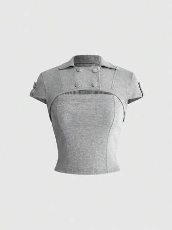 Damen Knopfleiste Sexy Y2K Vintage Cut-Out Sexy Top