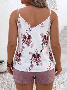 EMERY ROSE Women's Spring/Summer New Hot-Selling Large Floral Print Pattern, Matching Top And Pants With Color-Coordinated Contrast Design, Casual Versatile Plus Size 2-Piece Set - Multicolor - View 2
