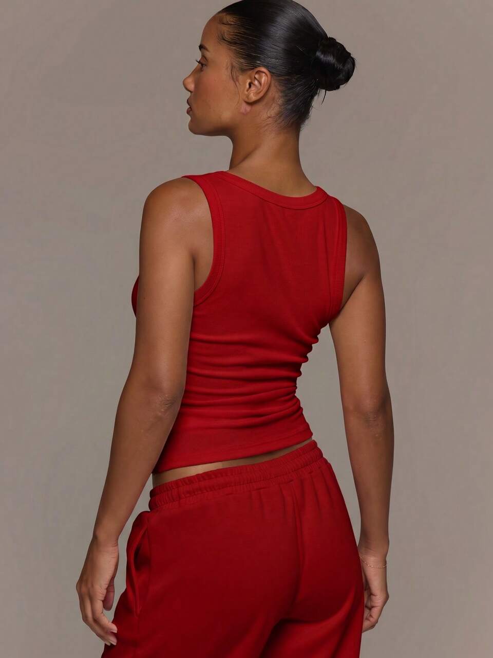 Ribbed Scoop Neck Fitted Tank Vest Top Cute Everyday Basics Sexy Daily Spring Summer Essential
