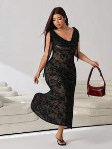 Solflare Black Casual Sexy Plus Size Women's Dress Date Night Summer Winter - Black - View 7