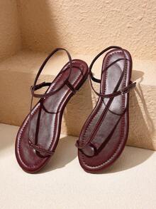HighSole Women Heeled Sandals Summer - Burgundy - View 1