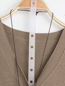 EMERY ROSE Women's Solid Color V-Neck Casual Versatile Daily Wear Knitted Vest - Mocha Brown - View 4