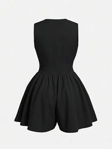 SHEIN MOD Elegant Black Sleeveless Plus Size Romper - Multicolor - View 2