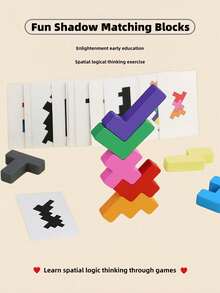 MINKOJA Wooden Shadow Matching Building Blocks Game, Kids Spatial Logic Puzzle Toy With Double-Sided Challenge Cards, Montessori Early Educational Toy, Train Observation & Spatial Thinking, Parent-Child Interactive Birthday Gift For Toddlers Age 3+ - Multicolor - View 11