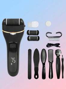 Teckwe Set Penghapus Kapalan Kaki Elektrik, Dapat Diisi Ulang, Layar Digital, Dilengkapi dengan Kepala Penggiling yang Dapat Diganti dan Berbagai Aksesori Perawatan Kaki, Set Perawatan Kaki Portabel, Produk Perawatan Pribadi, Baterai 1200mAh Terintegrasi - Satu ukuran cocok untuk semua. - View 3