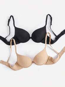Bralution 2pcs Women's Minimalist Solid Color Wire-Free Bras - Multicolor - View 12