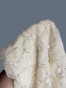 NU&NOW Plus Size Women's Round Neck Sparkling Sequin Embroidery White Apricot Wedding Dress A-Line Dress Suitable For Sexy Parties And Cocktail Parties - Yellow - View 7