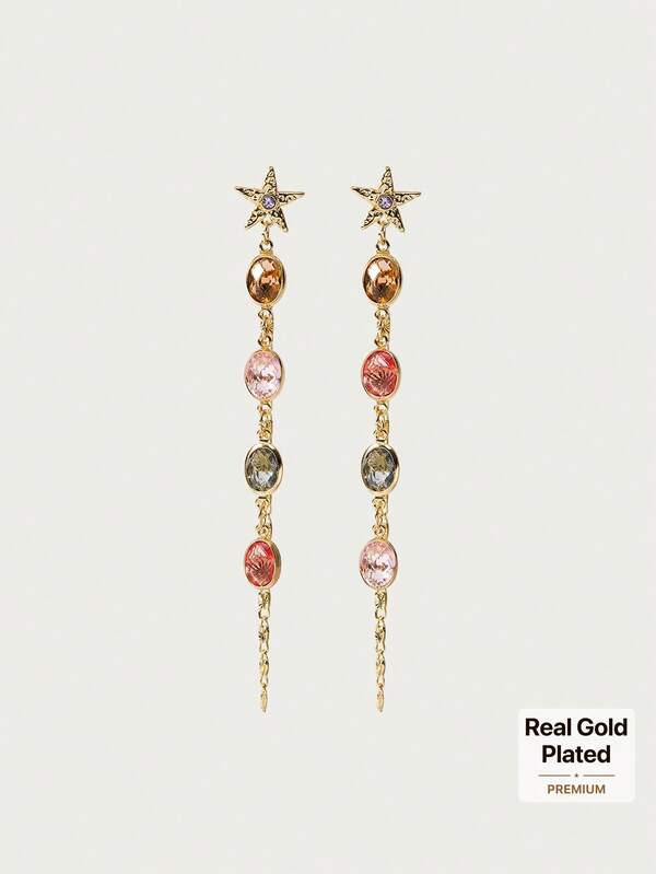 Glisma 18k Boucles d'oreilles vintage, vieux argent, tenues, élégant, pierre précieuse, premium, vintage, pour maman/femme/fille/mère (les couleurs de perles sont assorties au hasard), été, plage, bal