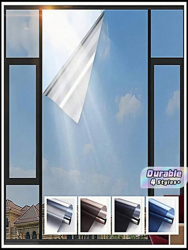 1 Roll One Way Window Privacy Film – Mirror Reflective Sun Blocking UV Heat Control Static Cling Window Tint For Home Office Door