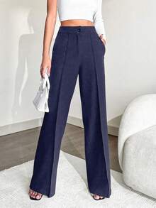 EURMUSE Women's Straight Leg Suit Pants - Blue - View 1