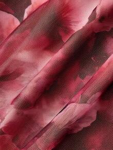 SHEIN MOD 女款夏季優雅花卉印花迷你洋裝 - 櫻桃紅 - 查看 6