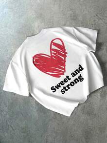 PAVTROS Men's Letter & Heart Pattern Casual Versatile Daily Wear T-Shirt - White - View 7