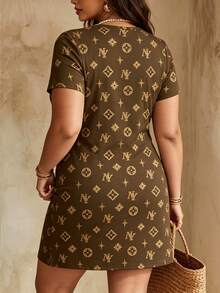 Resyla Plus Size Summer Casual All-Over Print Dress - Red - View 3