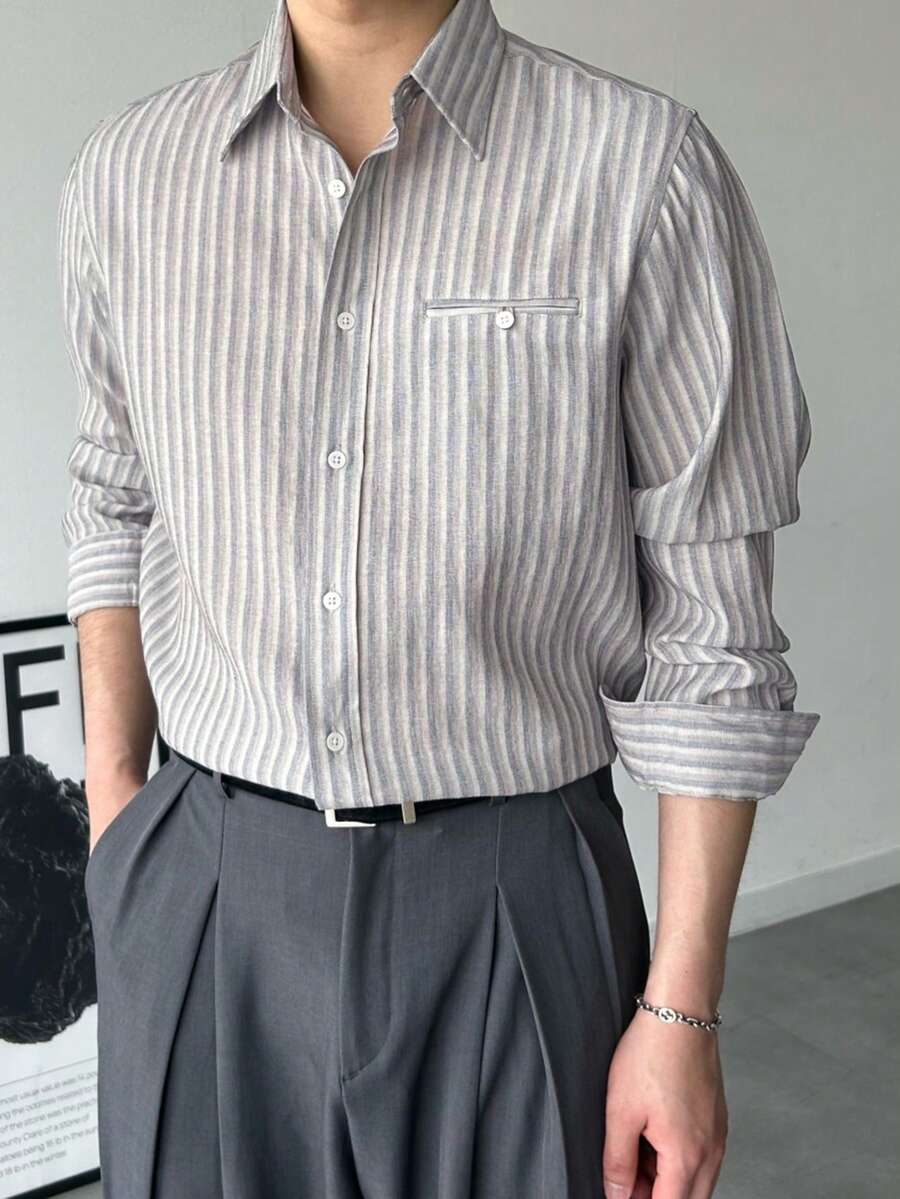 DAZY Men's Long Sleeve Striped Commuter Shirt - Multicolor - View 1