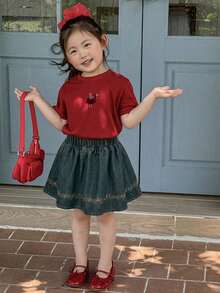 Dazy Kids Rok Denim Kasual Gaya Mori untuk Anak Perempuan Muda, Warna Segar dan Manis. - MultiWarna - View 1