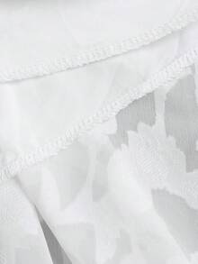 Sweetra Spring/Summer White Gentle Atmosphere Chiffon Floral Jacquard Skirt, Creating Light And Romantic, Tight Pleated Waist Design, Lively And Elegant, Gentle Style, French Romantic, Light Bridal Style, Daily Commute - White - View 8