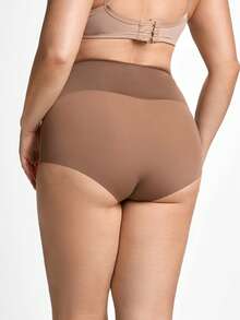 Slumbrini 1pc Women's Seamless Plus Size High Waist Butt Lifter Tummy Control Body Shaper - Brown - View 2