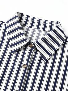 Linhara CURVE Plus Size Woven Striped Fashionable Casual Resort Summer Women's Dress - Blue and White - View 3