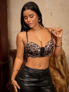 Bare Chapter 1pc Comfortable Leopard Print Front Closure Bra - Multicolor - View 3