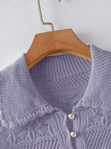 Everyssa New European & American Fashion Mixed Color Versatile Knit Sweater Top - Mauve Purple - View 6