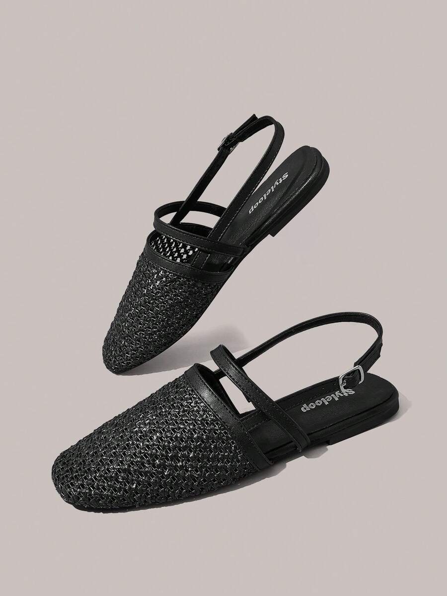 Styleloop Señoras, Uñas de Sauce, Hebillas, Zapatos Planos. - Negro grafito - Ver 1