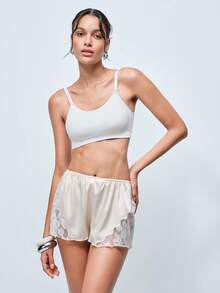 Softvol 1pc Women's Backless Bra, Casual & Comfortable Wireless Bra With Ruffled Trim, Removable Padded Bra - White - View 3