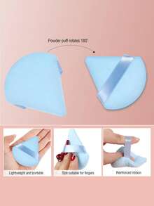 50Pcs/40Pcs/30Pcs/20Pcs/10Pcs/5Pcs Velvet Triangle Powder Puff Facial Makeup Tools Air Cushion Powder Puff Reusable Makeup Sponge Makeup Gadgets Loose Powder Puff Wet And Dry Dual-Use Powder Puff Hot Weather Makeup Essentials Beach Makeup Tools - Blue - View 5
