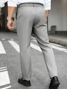 Manfinity Mode Camisa de unicolor talla grande para hombre, pantalones de traje casual para ir al trabajo y viajar - Gris Claro - Ver 2