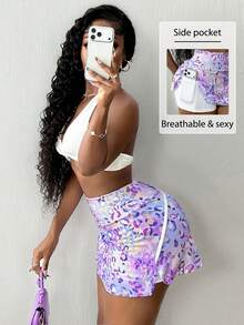 Core Rhythm Women's All-Over Print Casual Versatile Daily Travel Sports Skort With Pockets - Multicolor - View 1