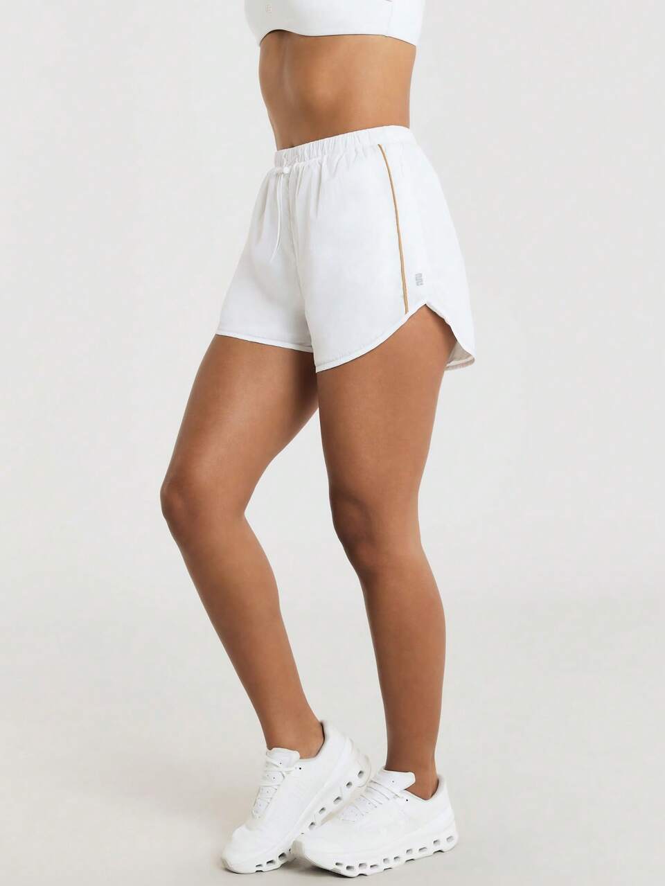 11SKNDS High-Rise Elastic Drawstring Running Shorts With Side Split Hem And Contrast Piping Detail For Summer Activewear