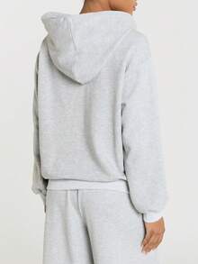 11SKNDS Oversized Pullover Hoodie With Drawstring Hood Centre Pocket Ribbed Cuffs And Logo Detail Perfect For Casual Everyday Wear Fall Winter Layering - Grey - View 2