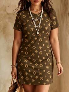 Resyla Plus Size Summer Casual All-Over Print Dress - Red - View 2