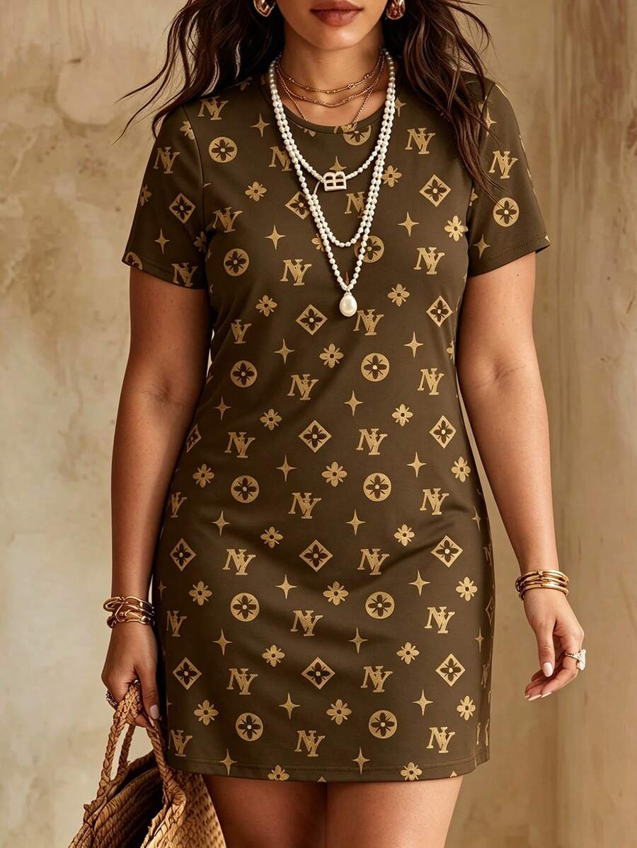 Resyla Plus Size Summer Casual All-Over Print Dress