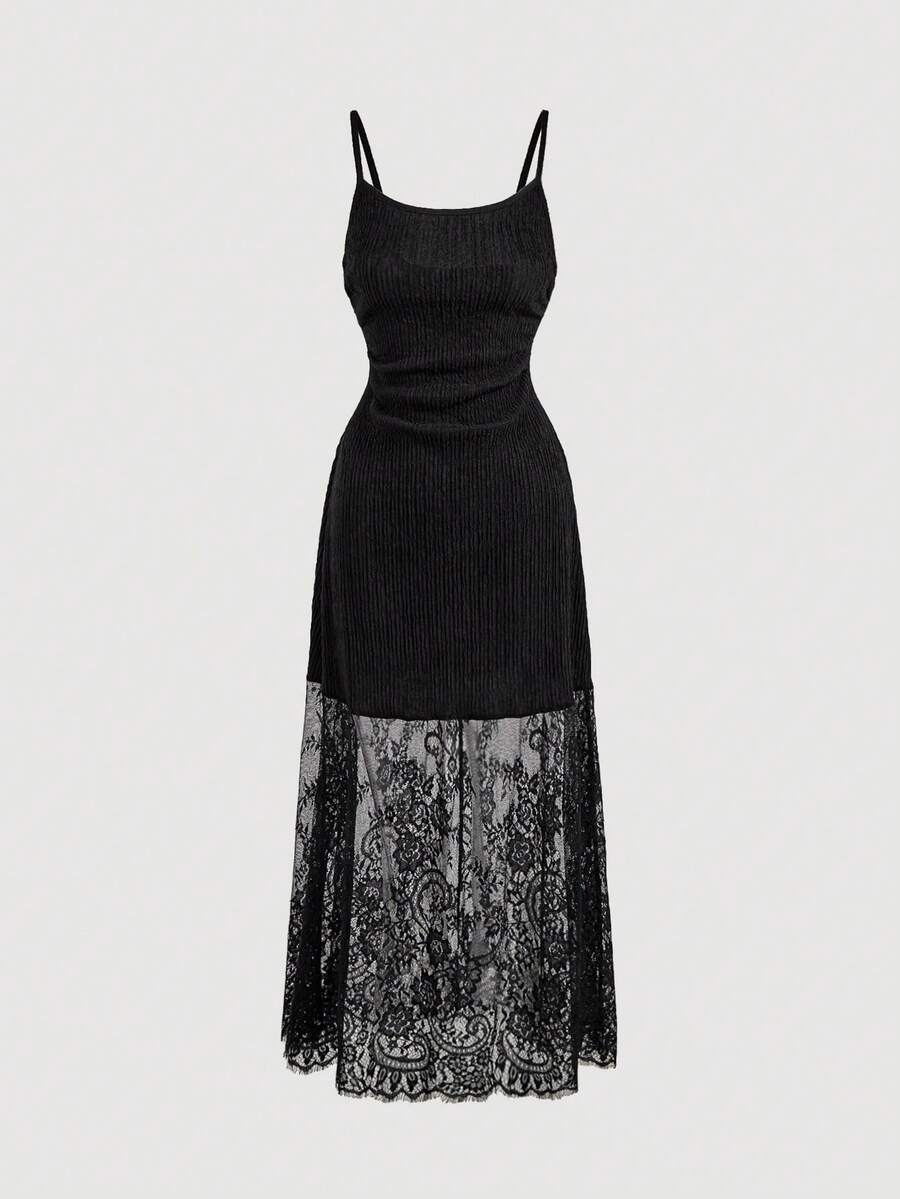 SHEIN MOD 黑色簡約百搭浪漫女款洋裝 - 黑色 - 查看 1