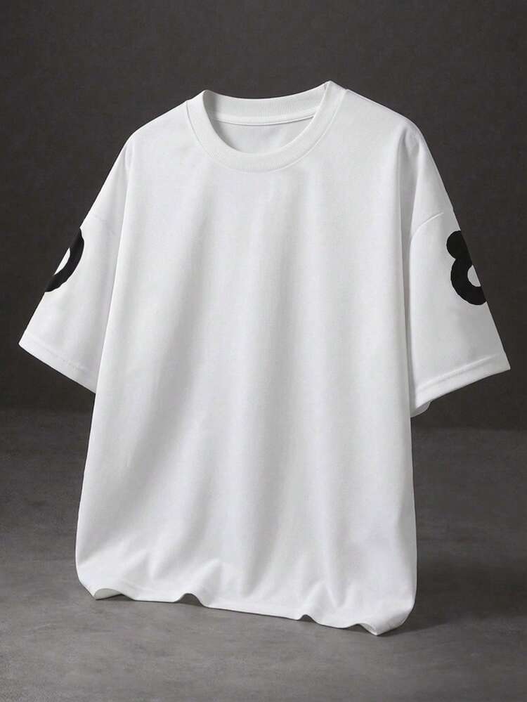 STYNVO Men's Minimalist Back Letter Print Crew Neck Short Sleeve T-Shirt - White - View 4