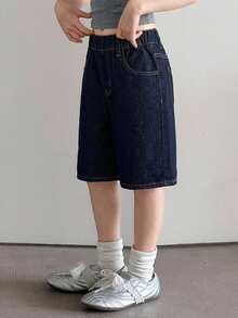 Dazy Kids Girls' Denim Jeans Spring/Summer New Style Back Pocket Rhinestone Flare Leg Jeans (Large) - Navy Blue - View 4