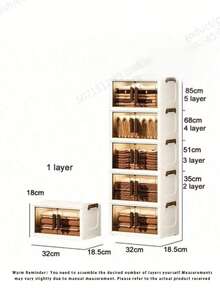 Boîte de rangement en plastique empilable à 5 niveaux avec couvercle - Armoire organisatrice, bac pliable de 32" de large, conteneur de rangement pliable, boîte organisatrice pour artisanat, convient pour la maison, le garde-manger, le bureau, le dortoir - transparent - Voir 7