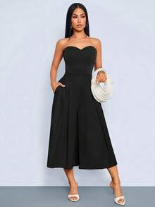 SOLERSUN Women's High Waist Capri Pants With Pockets, Pleated Wide Leg Cropped Trousers, Casual Classy Elegant Chic Summer Workwear Party Black - Black - View 7
