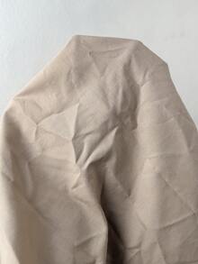 SHEIN PETITE Spring Summer Linen French Lace Splice V-Neck Dress High-Waist Pleated Design Slimming Fit Flowing Mid-Length Elegant Vacation Gray Brunch Tea Party - Apricot - View 8