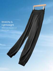 GLOWMODE 28" High Performance Stretchy 3D Knee Diamond-Shaped Crotch Tall Joggers With Adjustable Drawstring & Zip Pockets Training Running Workout Active - Black - View 2