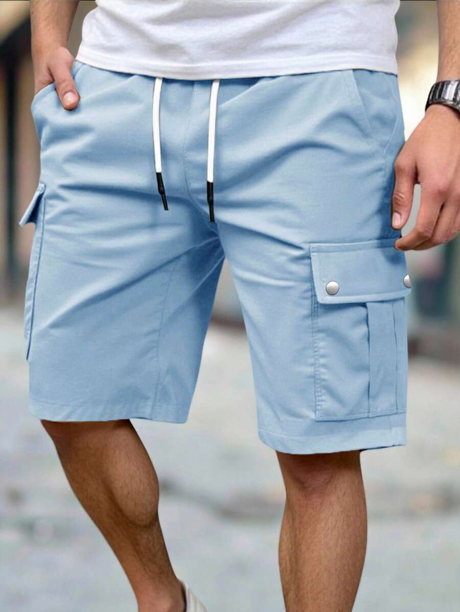 Manfinity CasualCool 男士成熟風度假休閒彈性腰多口袋工裝短褲,適合日常休閒、週末出遊、旅行、朋友聚會等多種場合。這款短褲是男士衣櫥中的必備百搭單品,非常適合送給男友或丈夫的禮物 - 藍色 - 查看 1