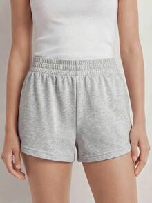 Loomrest Women's Spring Casual Minimalist Light Floral Gray Low-Waist Super Short Shorts Loungewear - Light Grey - View 3