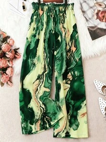EMERY ROSE 大尺碼女款梭織正裝版型秋冬日常通勤休閒寬腿褲，多色可選 - 綠色 - 查看 1