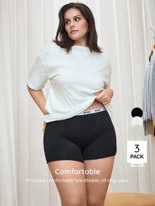 Bralution Celana Dalam Boxer Kasual Wanita Ukuran Besar dengan Motif Huruf untuk Sehari-hari - MultiWarna - View 2