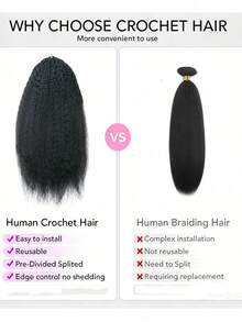 Boho Braids Kinky Straight Human Hair Crochet Braids Extensions Pre-Separated Invisible Remy Hair Bundles With Loop Knotless For Braiding - SNatural - View 10