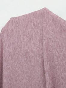 Doze Lane Casual Open Front Round Neck Button Decor Shoulder Sleeve Short Sleeve Shorts Plus Size Pajama Set - Dusty Pink - View 7
