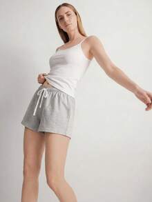 Ocili Studio Women's Spring/Summer Basic Casual Minimalist White Knit Camisole & Shorts Pajama Set - Multicolor - View 4
